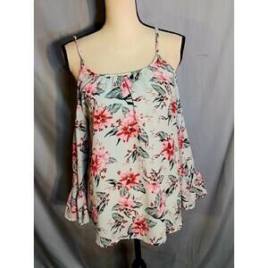Seven Sisters blue cold shoulder top with pink flowers
